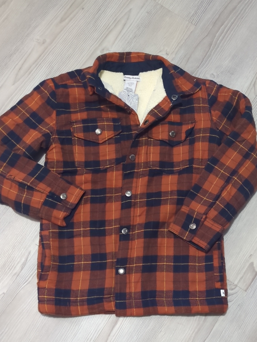 NWT Tommy Bahama Boys L 10/12 Plaid Sherpa Lined Flannel Shacket